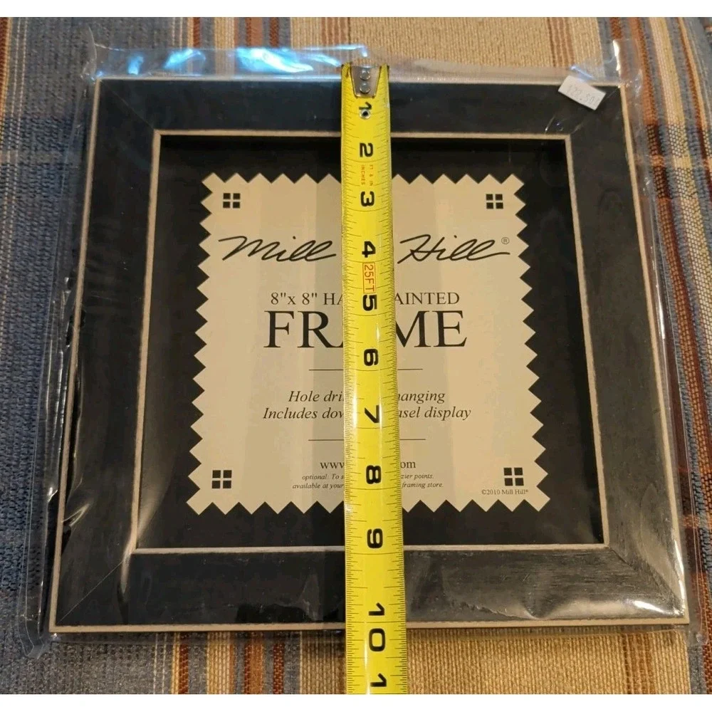 Brand New 2010 Mill Hill Frame 8X8 Wooden Hand-Painted Matte Black Folk Art